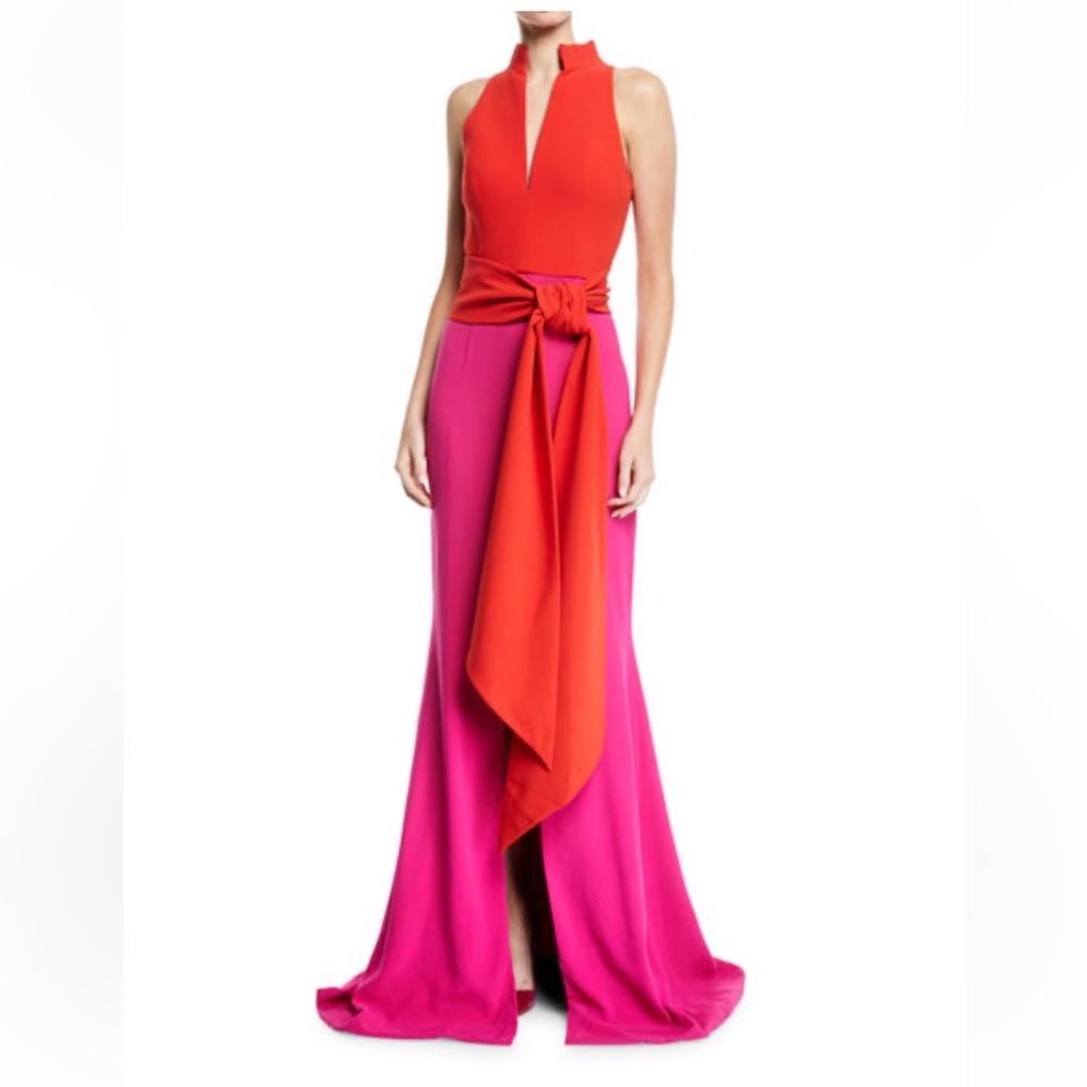 Brandon Maxwell Sleeveless Split-Neck Bicolor Dra… - image 3